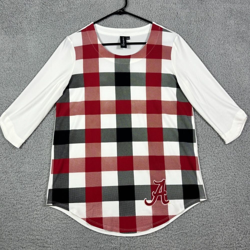 P. Michael Alabama Crimson Tide Buffalo Check 3/4 Sleeve Baseball Top Women's S